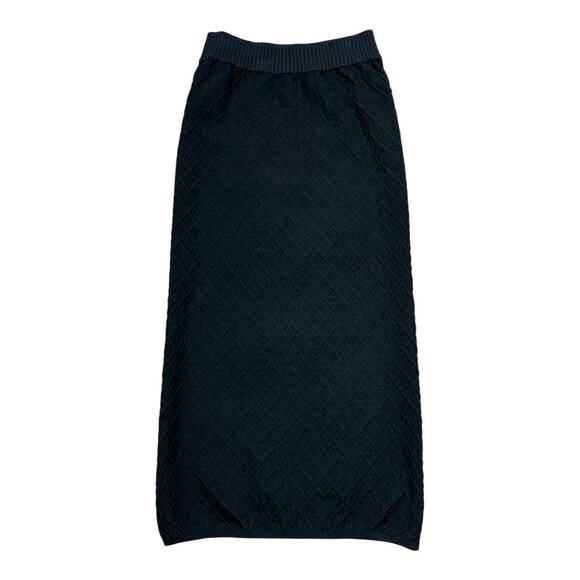 High Sport Black Leo Diamond Jacquard Bodycon Stretch Cotton Midi Skirt - Picture 2 of 7